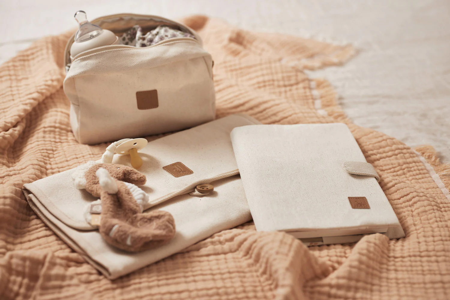 Verschoningsmat Twill Natural ~ met opbergvakken - Afbeelding 4