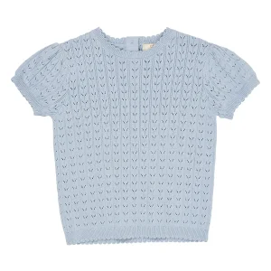 Copenhagen Colors - knitted pointelle top - dusty blue