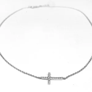 Ketting kruisje liggend met steentjes