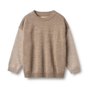Wheat - merino wool knit pullover Finley - grey camel melange