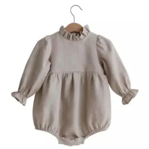 Bobbi Balloon - linen cotton romper - oatmeal