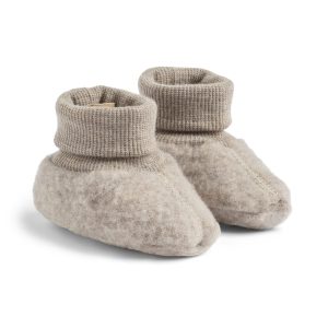 Wheat - merino wool fleece booties Lei - khaki melange