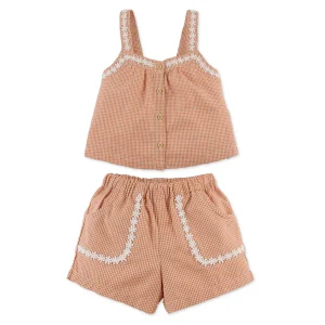 Gingersnaps - gingham set Nery - brown