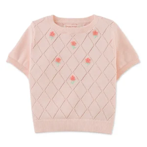 Gingersnaps - knitted flower top Olena - peach