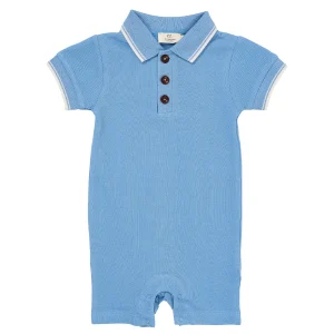 Copenhagen Colors - pique polo romper - sky blue