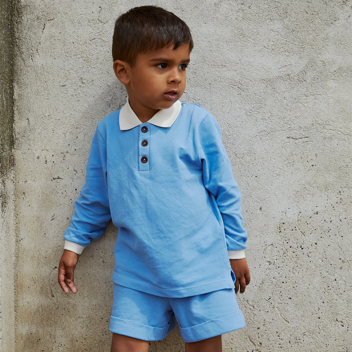 Copenhagen Colors -pique shorts with fold up - sky blue - Afbeelding 4
