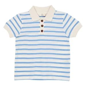 Copenhagen Colors - pique stripe polo shirt - sky blue stripe