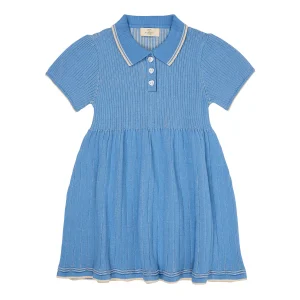 Copenhagen Colors - polo knitted dress - sky blue