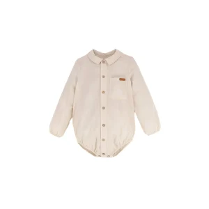 Popelin - romper with shirt collar - beige