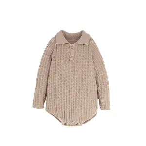Popelin - gebreide romper - beige