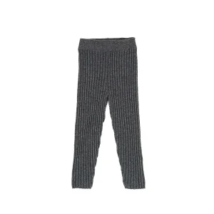 Popelin - gebreide rib legging - antraciet