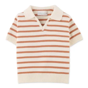 Gingersnaps - knitted polo Ricci - crėme/biscuit gestreept
