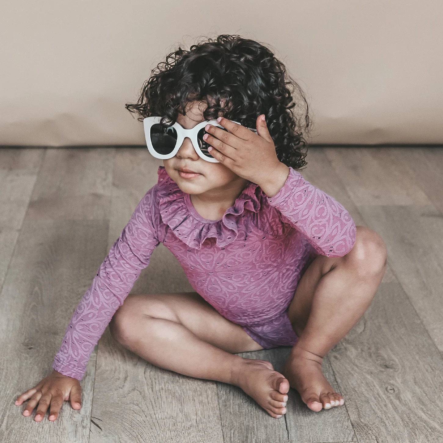 Salted Stories - broderie longsleeve swimsuit - dusky orchid - Afbeelding 3