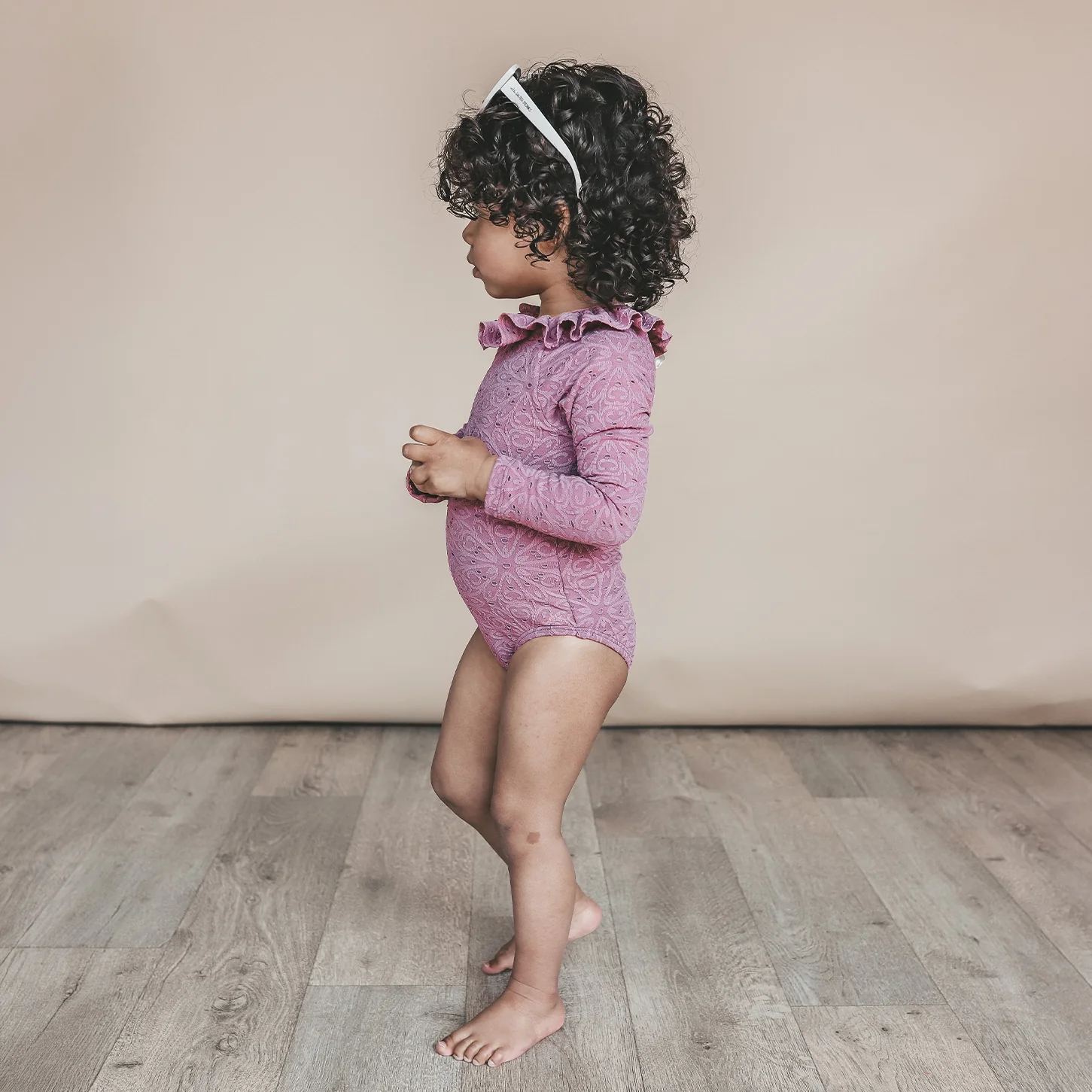 Salted Stories - broderie longsleeve swimsuit - dusky orchid - Afbeelding 4