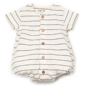 Play Up - striped flamé bodysuit - ecru/green