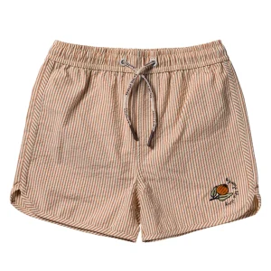 Salted Stories - seersucker swim shorts - bombay brown