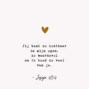 Studio LUV Kaart - Jij bent zo kostbaar - Jesaja 43 vers 4