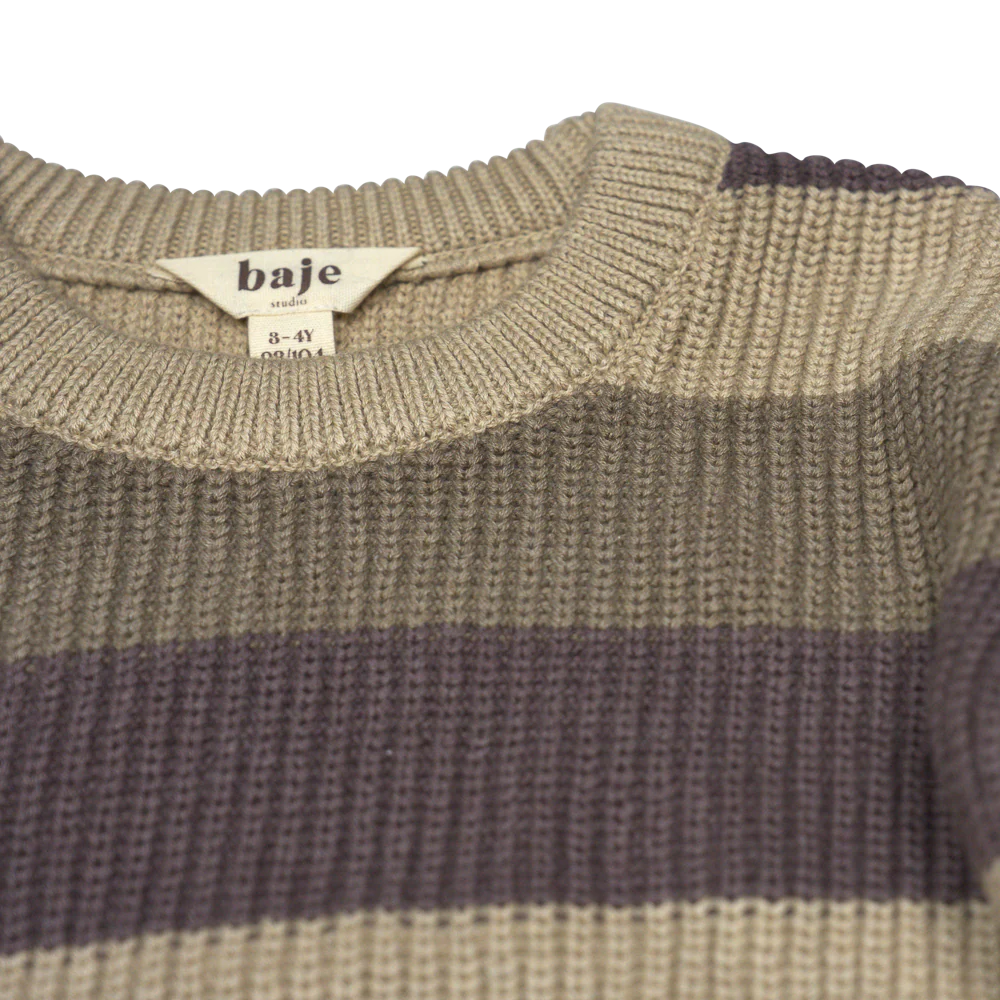 Baje Studio - stripe pullover Surrey - taupe/purple - Afbeelding 4