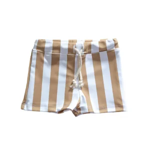Zwembroek beige/wit gestreept ~ handmade