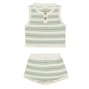 Quincy Mae - knitted set Taylor - sage stripe