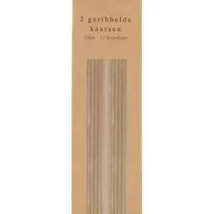 Zusss 2 Geribbelde Kaarsen - 20cm - Kaki