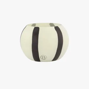 Zusss Glazen Geurkaars met strepen - Zand/Antraciet