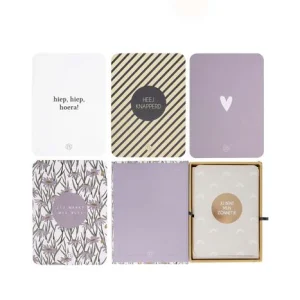 Zusss Doosje met 12 ansichtkaarten - Lila/Wit