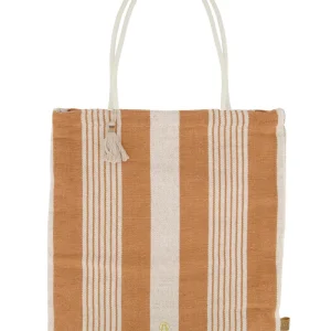Zusss Gestreepte Tas - Camel/Ecru