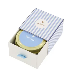 Zusss geurkaars in schuifdoosje - Bisous - Blauw/wit