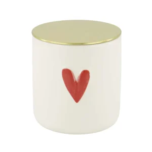 Zusss Keramieken Geurkaars Linnen - Rood Hartje - Wit