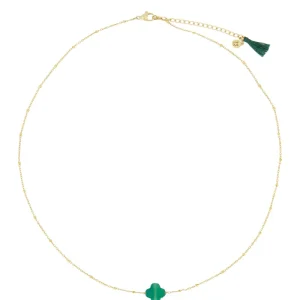 Zusss Ketting met bloem - Donkergroen