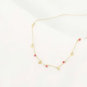 Zusss Ketting met klavertjes - Roze Rood