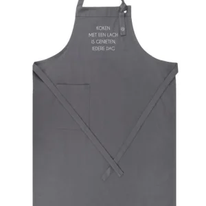 Zusss Keukenschort Koken met een lach - Antracietgrijs