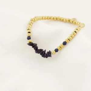 Zusss Kralenarmband met glassteen - Donkerblauw