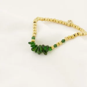 Zusss Kralenarmband met glassteen - Donkergroen