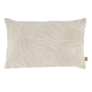 Zusss Kussen met geografisch borduursel - 50x30cm - Peper en zout