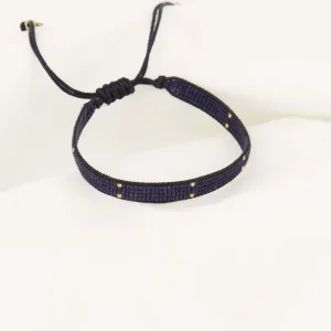 Zusss Miyuki Armbandje - Stipje Donkerblauw/Goud