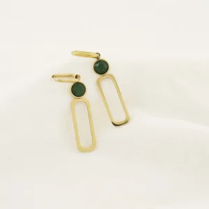 Zusss Oorbellen met glassteen - Donkergroen