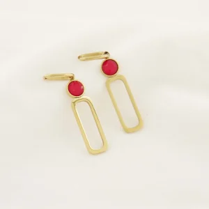 Zusss Oorbellen met glassteen - Roze Rood