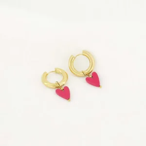 Zusss Oorbellen met hartje - Roze Rood