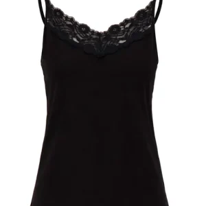 Zusss spaghetti top met kant zwart