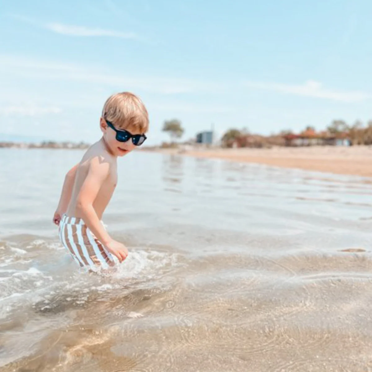 Zwembroek beige/wit gestreept ~ handmade - Afbeelding 5