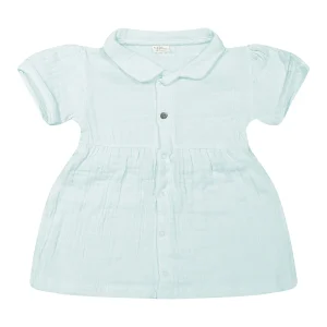 Riffle Amsterdam - woven dot dress Audrey - light blue