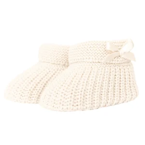 Gebreide baby slofjes - parel