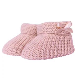 Gebreide baby slofjes - oudroze