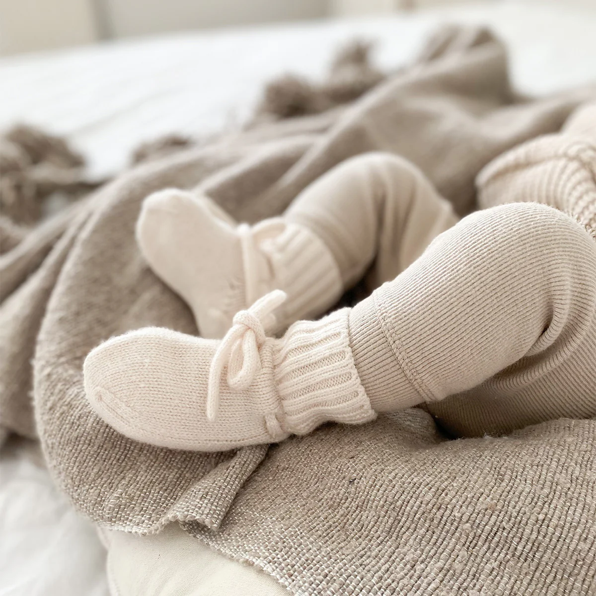 Babyslofjes van merinowol - offwhite - Afbeelding 4