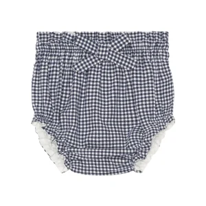 Bobbi Balloon - bloomer with bow - navy blue check