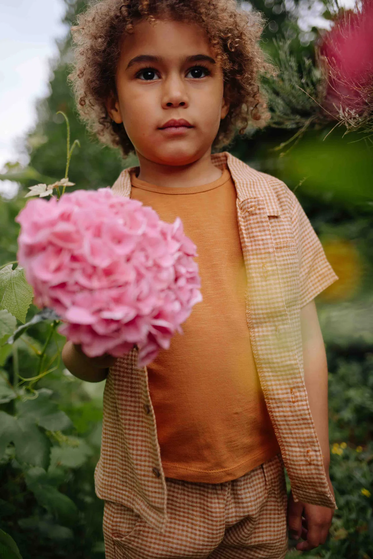 Riffle Amsterdam - blouse Cody - camel brown square - Afbeelding 3