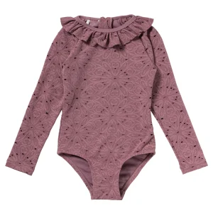 Salted Stories - broderie longsleeve swimsuit - dusky orchid