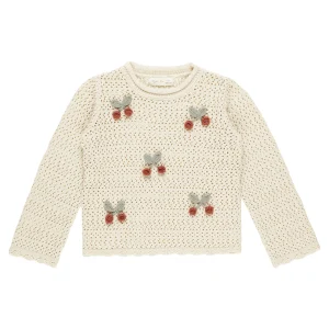 Rylee + Cru - crochet knit pullover Cherries - natural